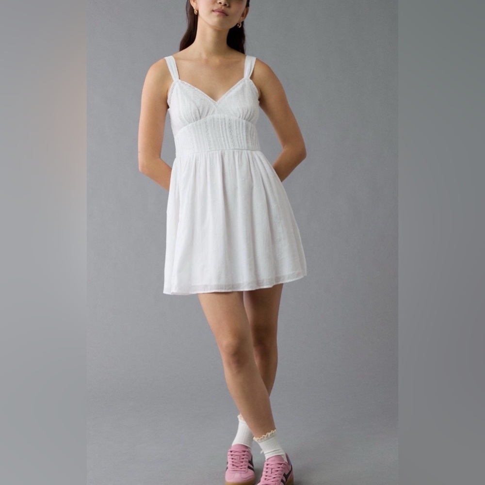 American Eagle V-Neck Eyelet Mini Dress